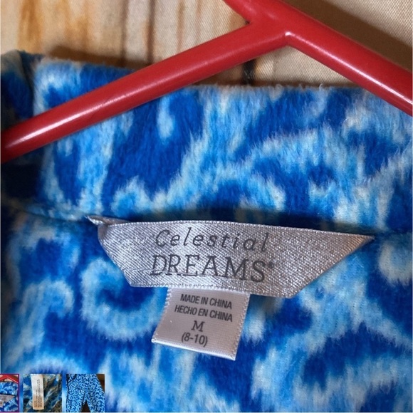 Celestial Dreams NWOT Soft Fleece Button Down Blue Swirl Pajama Top - Picture 3 of 4